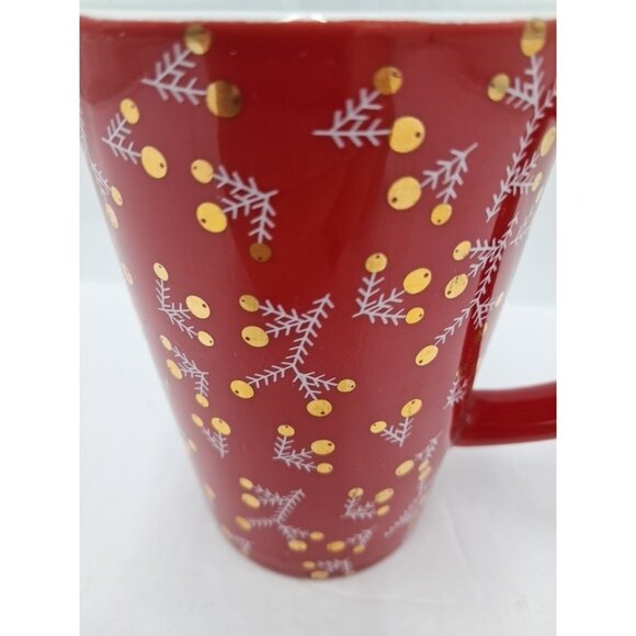 Davids Tea The Perfect Mug 16 oz 473 mL Berry Red - Holly Golden Berry Branches - Picture 3 of 9